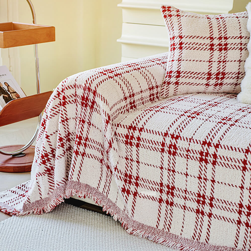 Klassische Karierte Wendbare Kratzfeste Couchdecke Plüsch | Karnz