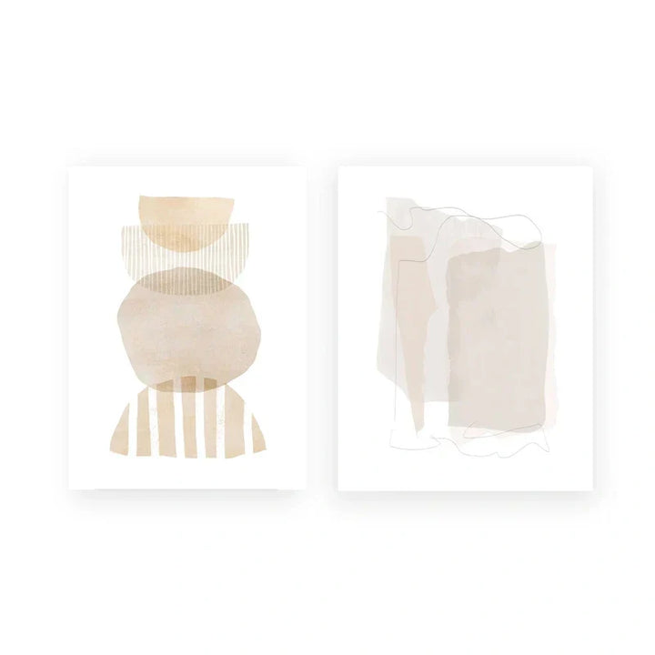Set aus 2 Stück Minimalistische Nordische Abstrakte Wandkunst Feine Kunst Leinwanddrucke Einfache Beige Grau Erdige Töne Bilder Für Wohnzimmer Schlafzimmer Kunst Dekor