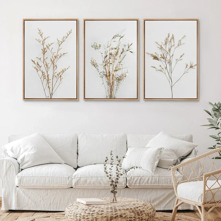 Set aus 3 Stück Wildblumen Wandkunst Feine Kunst Leinwanddrucke Minimalistische Botanische Drucke Poster Bilder Für Wohnraum Dekor