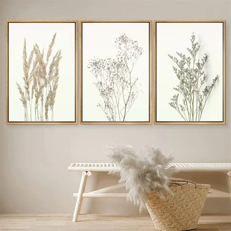 Set aus 3 Stück Wildblumen Wandkunst Feine Kunst Leinwanddrucke Minimalistische Botanische Drucke Poster Bilder Für Wohnraum Dekor
