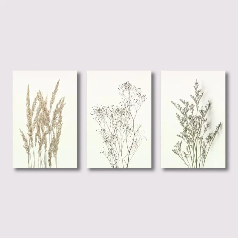 Set aus 3 Stück Wildblumen Wandkunst Feine Kunst Leinwanddrucke Minimalistische Botanische Drucke Poster Bilder Für Wohnraum Dekor