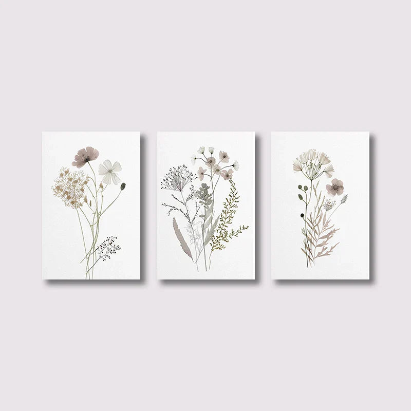 Set aus 3 Stück Wildblumen Wandkunst Feine Kunst Leinwanddrucke Minimalistische Botanische Drucke Poster Bilder Für Wohnraum Dekor
