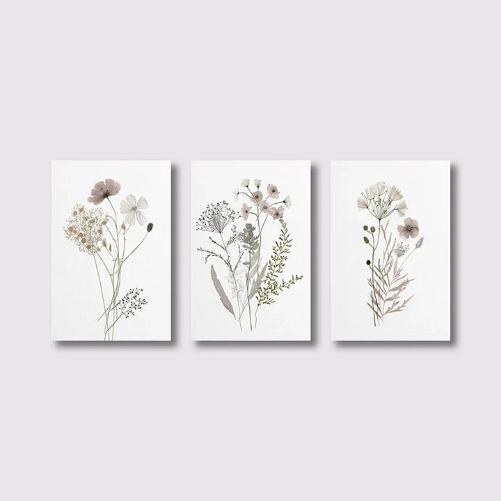 Set aus 3 Stück Wildblumen Wandkunst Feine Kunst Leinwanddrucke Minimalistische Botanische Drucke Poster Bilder Für Wohnraum Dekor