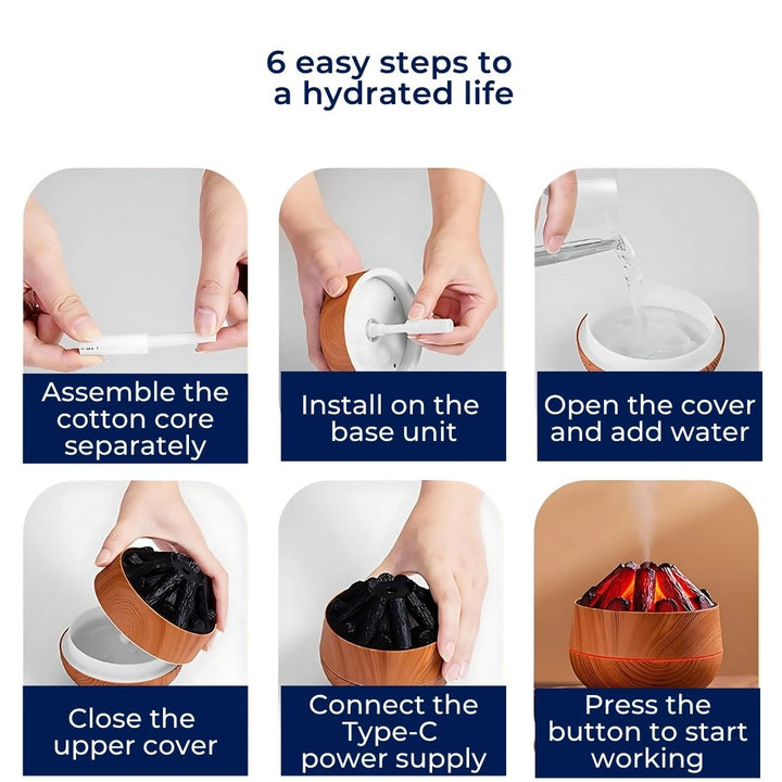FlameMist | Ätherischer Öldiffusor – LED-Flamme – Zwei Nebelmodi – Silent USB-Design – Entspannungsgefäß für Zuhause