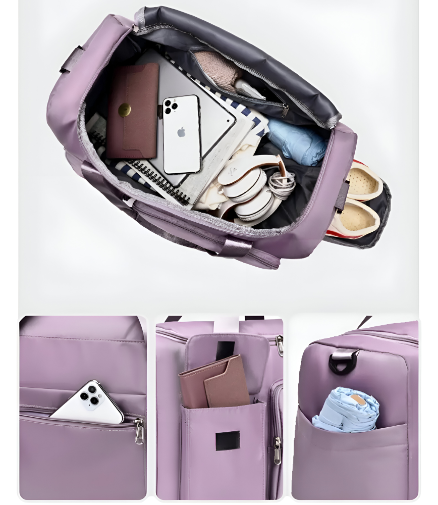 Wasserdichte Reisetasche mit Schuhfach – Leichte Wochenendtasche mit viel Stauraum