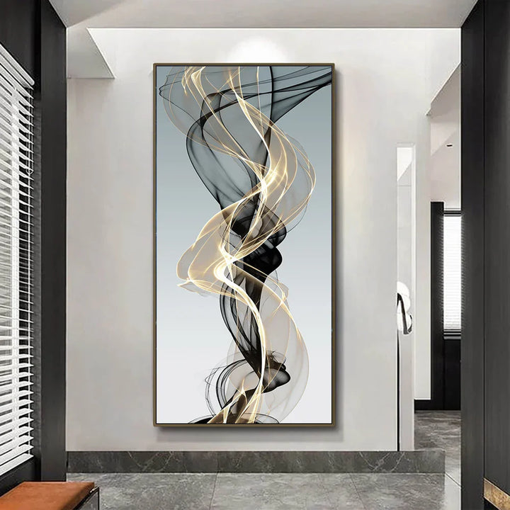 Fließende abstrakte goldene graue Wandkunst feine Kunst Leinwand Drucke Bilder für moderne Wohnung Wohnzimmer Foyer Büro Kunst Dekoration