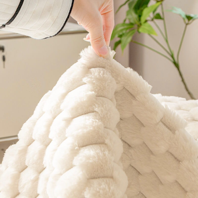 Fluffy Plush Gestreifter Möbel Protector Couch Cover - Rutschfest | Karnz