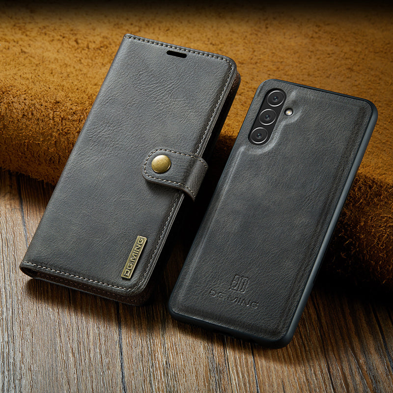 2-in-1-Klapphülle aus Leder mit Abnehmbarem Deckel für Samsung Galaxy