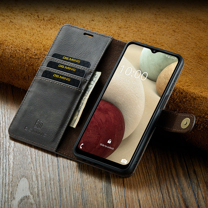 2-in-1-Klapphülle aus Leder mit Abnehmbarem Deckel für Samsung Galaxy