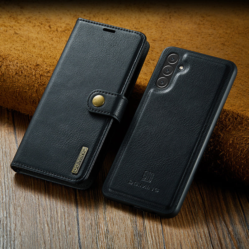 2-in-1-Klapphülle aus Leder mit Abnehmbarem Deckel für Samsung Galaxy
