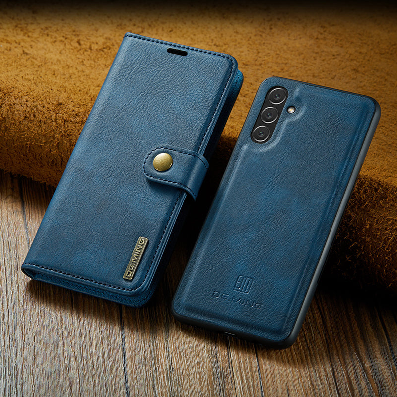 2-in-1-Klapphülle aus Leder mit Abnehmbarem Deckel für Samsung Galaxy