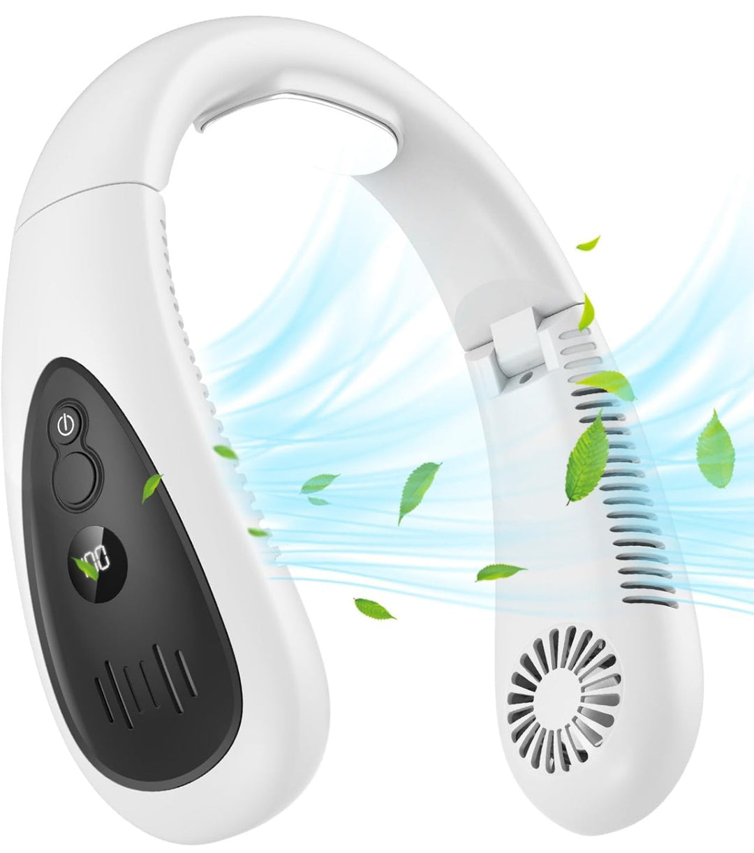 Tragbarer Nackenventilator, kabelloser Ventilator, faltbarer tragbarer kleiner persönlicher Ventilator mit 360° Kühlwind, 3 Geschwindigkeitsstufen, leise, 4000mAh USB-wiederaufladbarer Akku, keine Haarverdrehung | Karnz