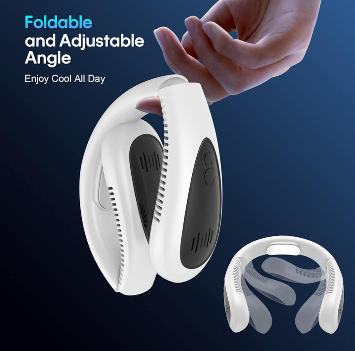 Tragbarer Nackenventilator, kabelloser Ventilator, faltbarer tragbarer kleiner persönlicher Ventilator mit 360° Kühlwind, 3 Geschwindigkeitsstufen, leise, 4000mAh USB-wiederaufladbarer Akku, keine Haarverdrehung | Karnz