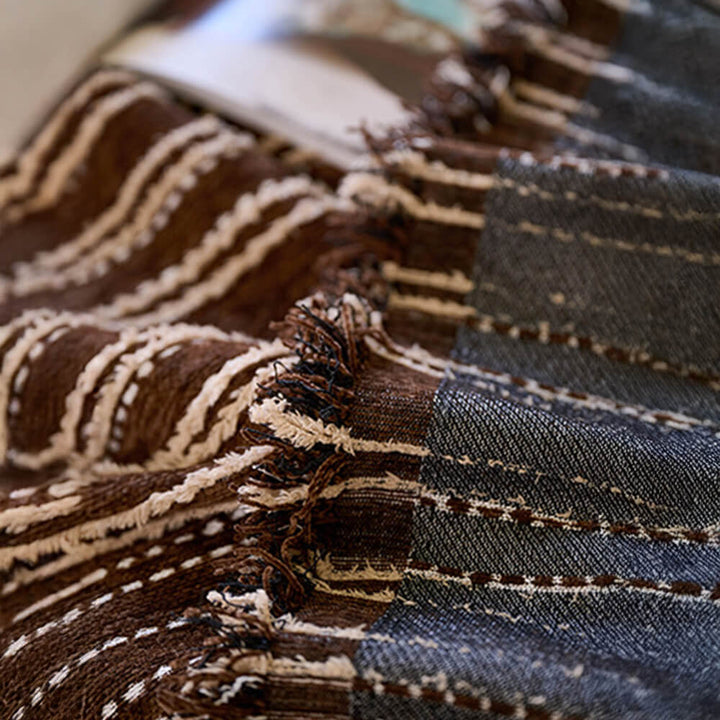 All-Season Gestreifte Quasten Chenille Strapazierfähige Sofabezug | Karnz
