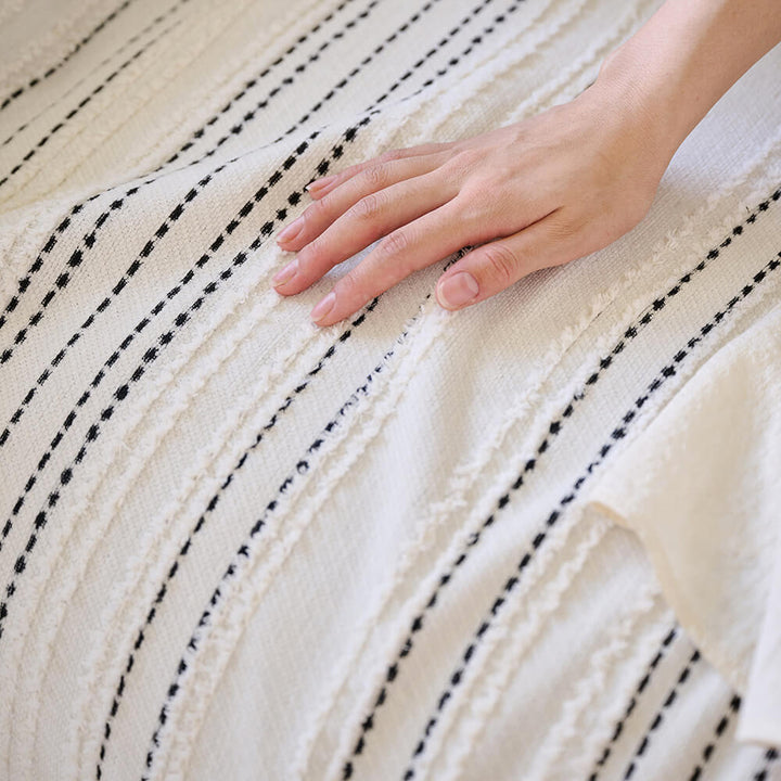 All-Season Gestreifte Quasten Chenille Strapazierfähige Sofabezug | Karnz