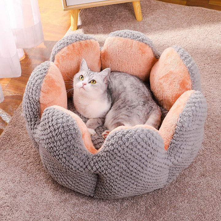 Plüsch-Haustierbett mit Blumenmuster für Katzen und Hunde