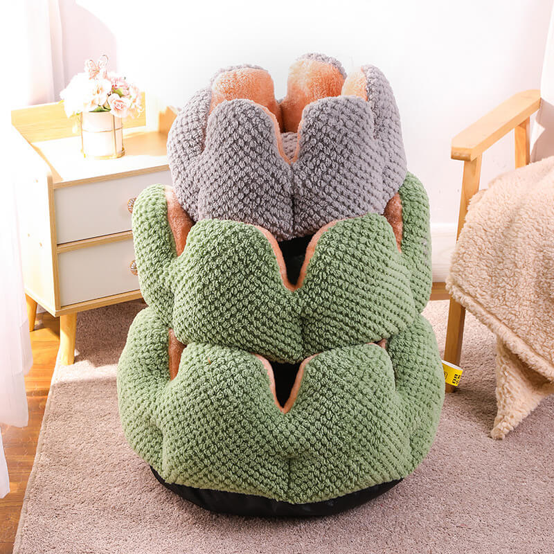 Kaktusform bequemes Haustierbett weicher Korallvelours-Design | Karnz