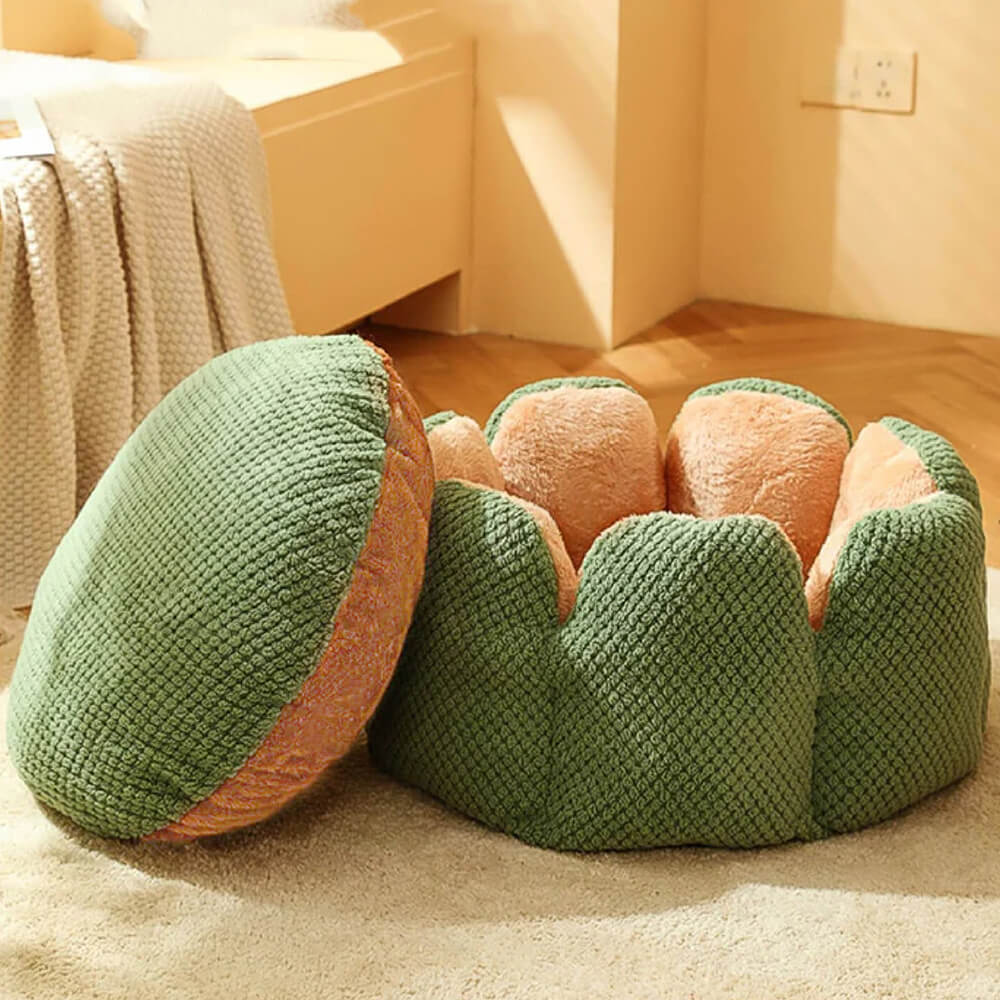 Kaktusform bequemes Haustierbett weicher Korallvelours-Design | Karnz