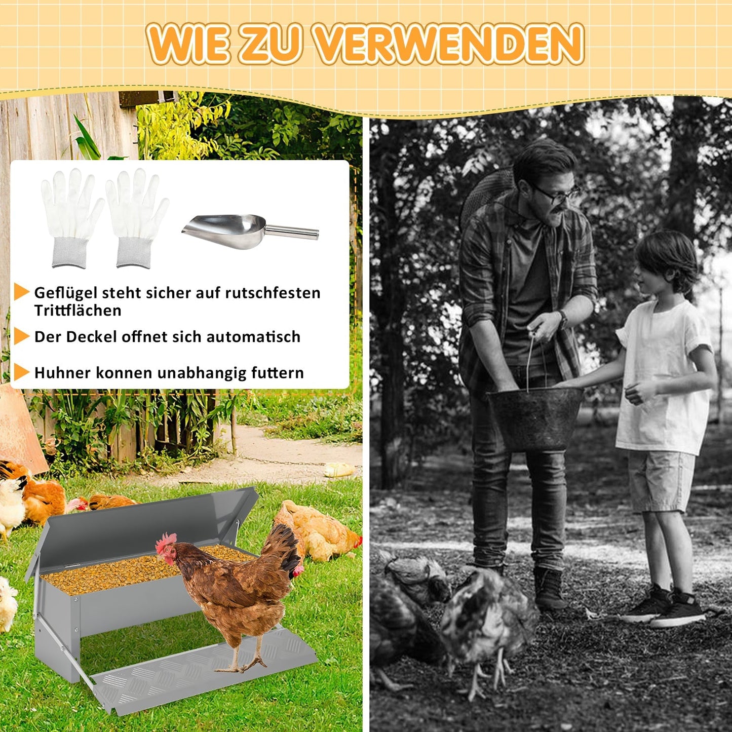 Futterautomat Futterspender mit Handschuhe 5kg | Karnz