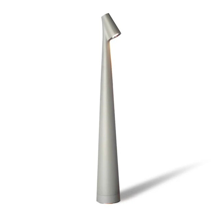 Silberne LED-Tischlampe mit glänzendem Finish