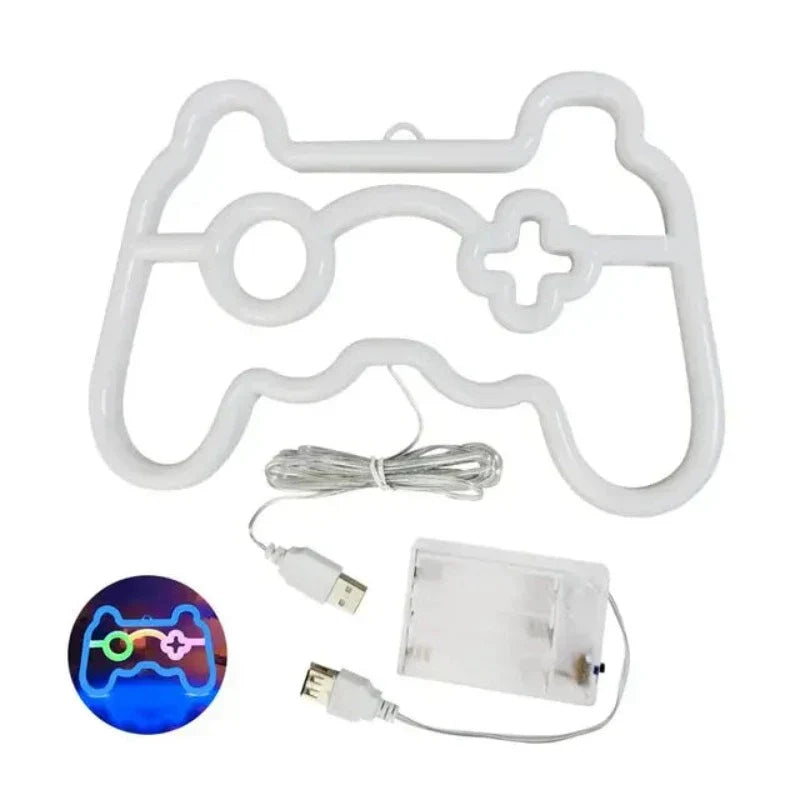 Beleuchtetes Gaming-Controller-LED-Schild – Neon-Wanddekor für Gamerzimmer, Retro-Konsole-Emblem | Karnz