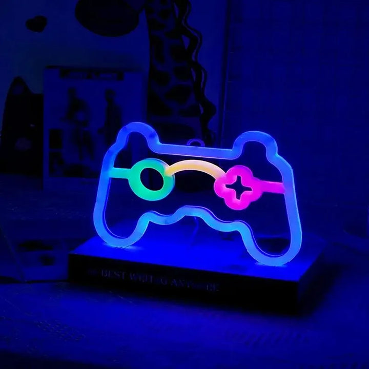 Beleuchtetes Gaming-Controller-LED-Schild – Neon-Wanddekor für Gamerzimmer, Retro-Konsole-Emblem | Karnz