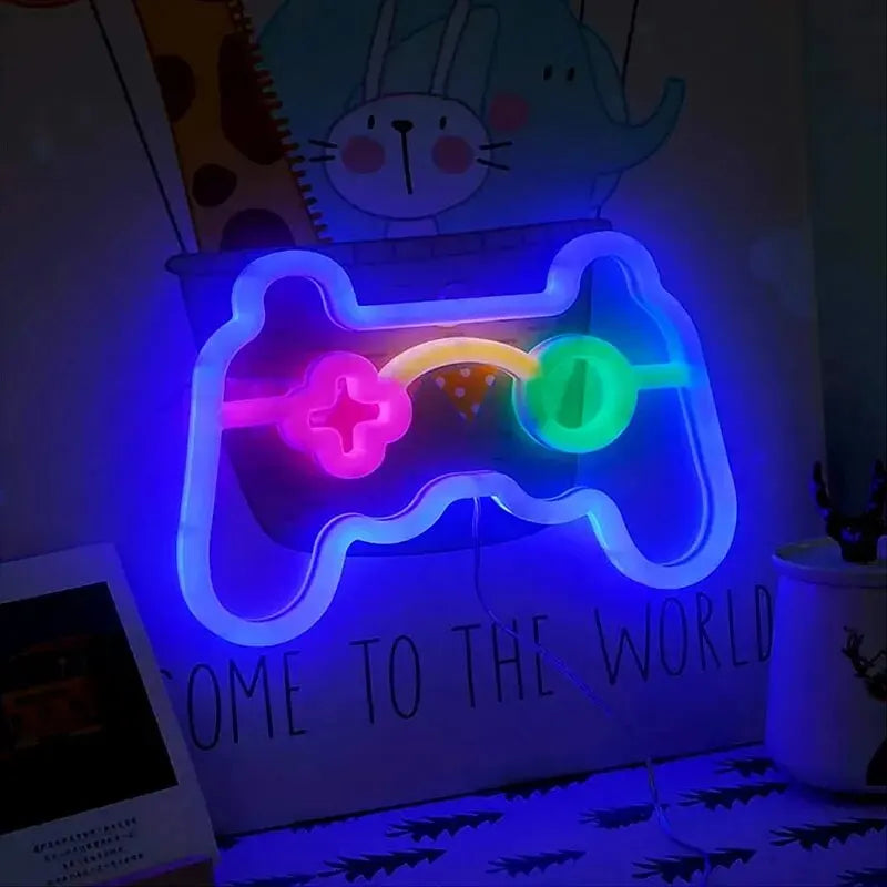 Beleuchtetes Gaming-Controller-LED-Schild – Neon-Wanddekor für Gamerzimmer, Retro-Konsole-Emblem | Karnz