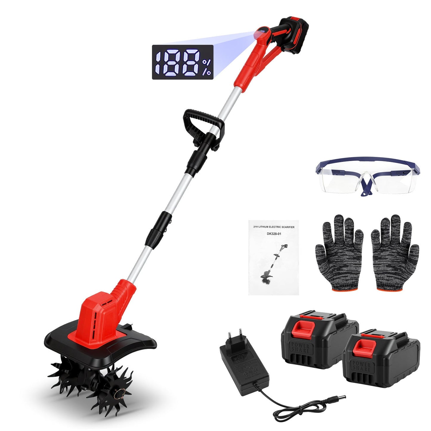 400W Akku Gartenfräse mit 2 Akkus Tragbar | Karnz
