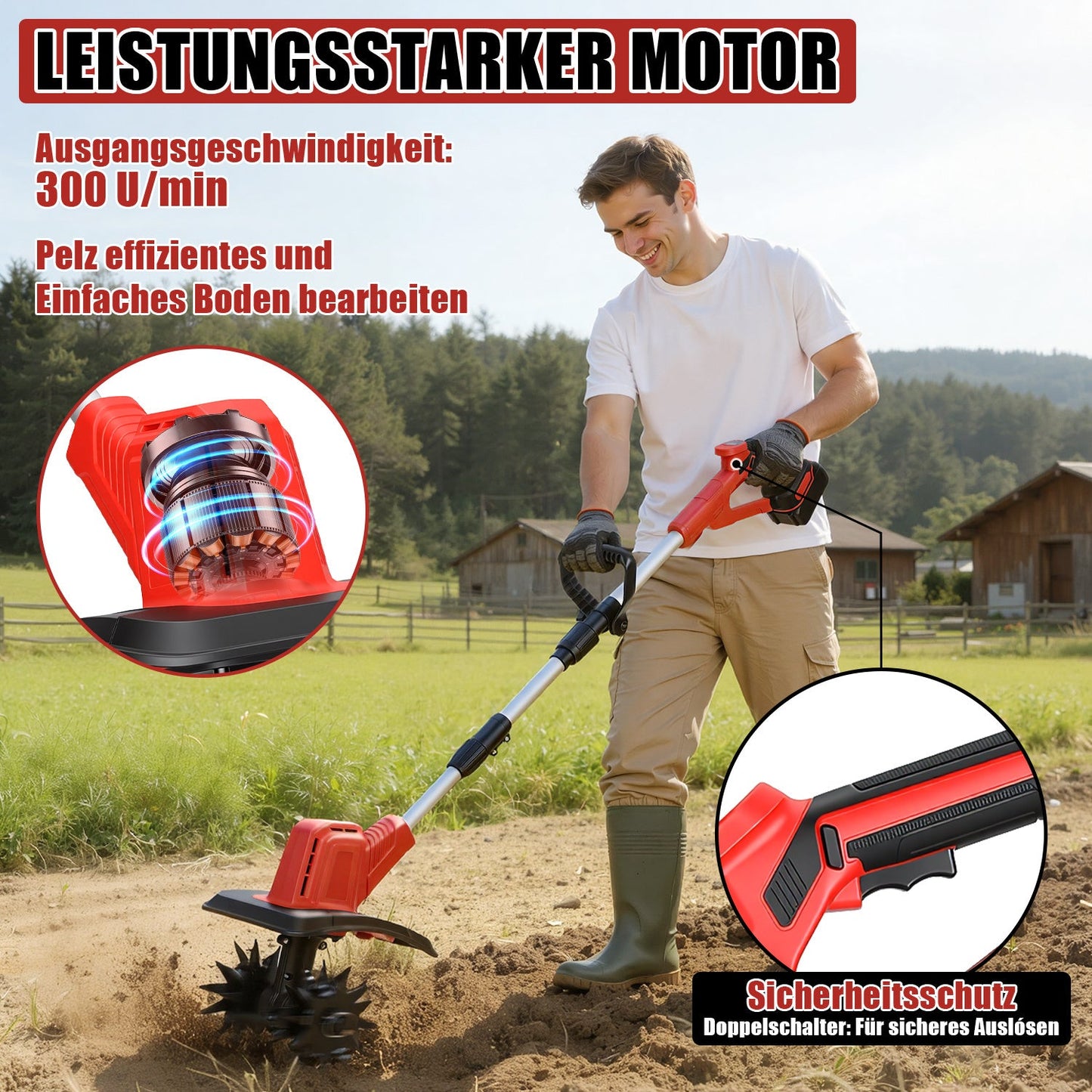400W Akku Gartenfräse mit 2 Akkus Tragbar | Karnz