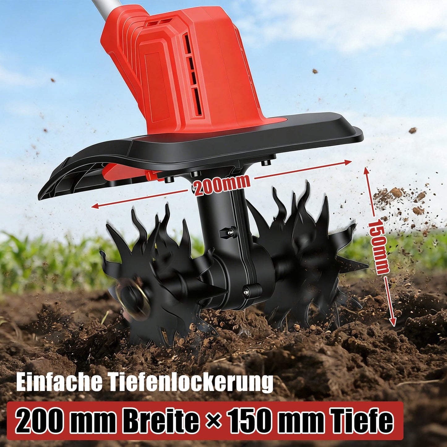 400W Akku Gartenfräse mit 2 Akkus Tragbar | Karnz