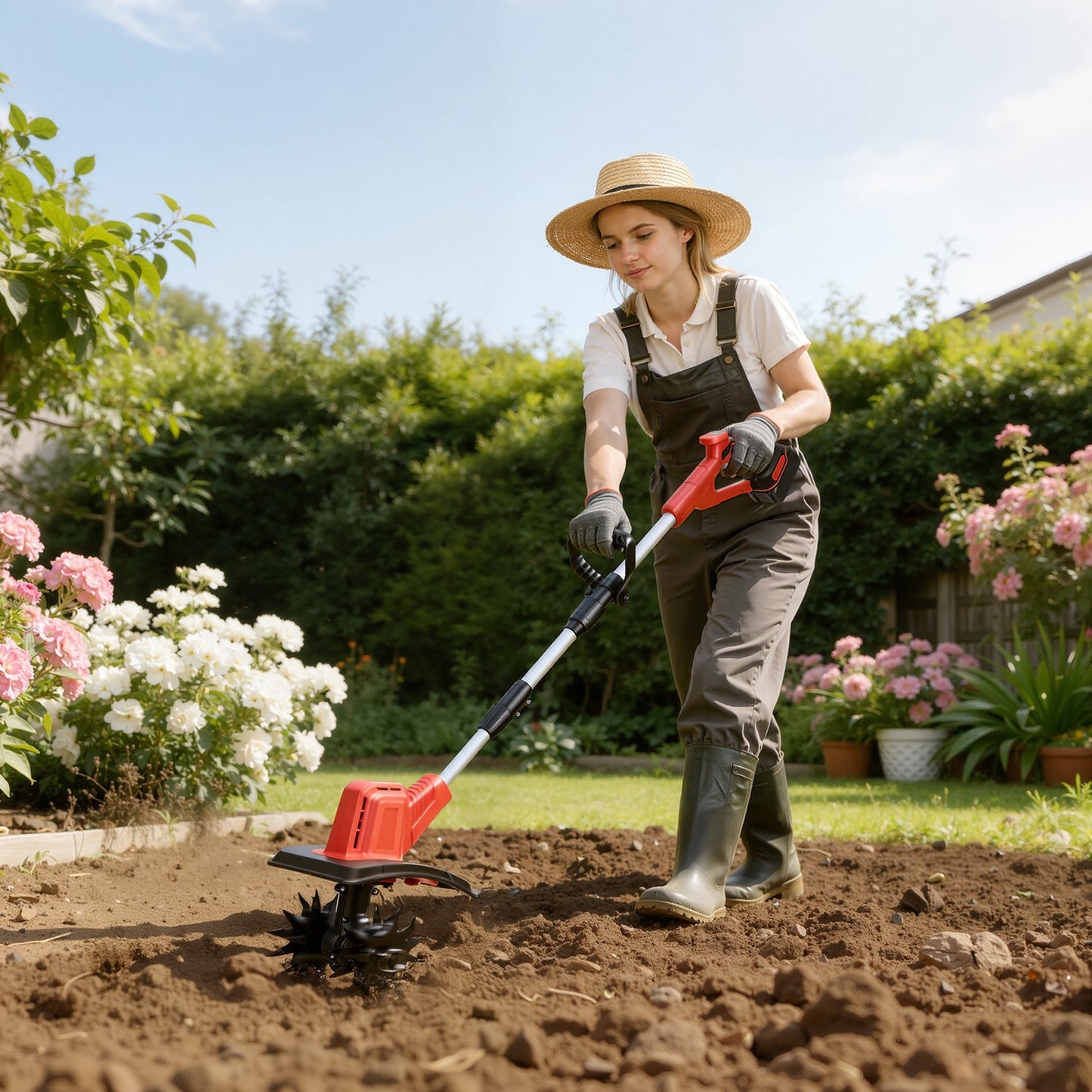 400W Akku Gartenfräse mit 2 Akkus Tragbar | Karnz