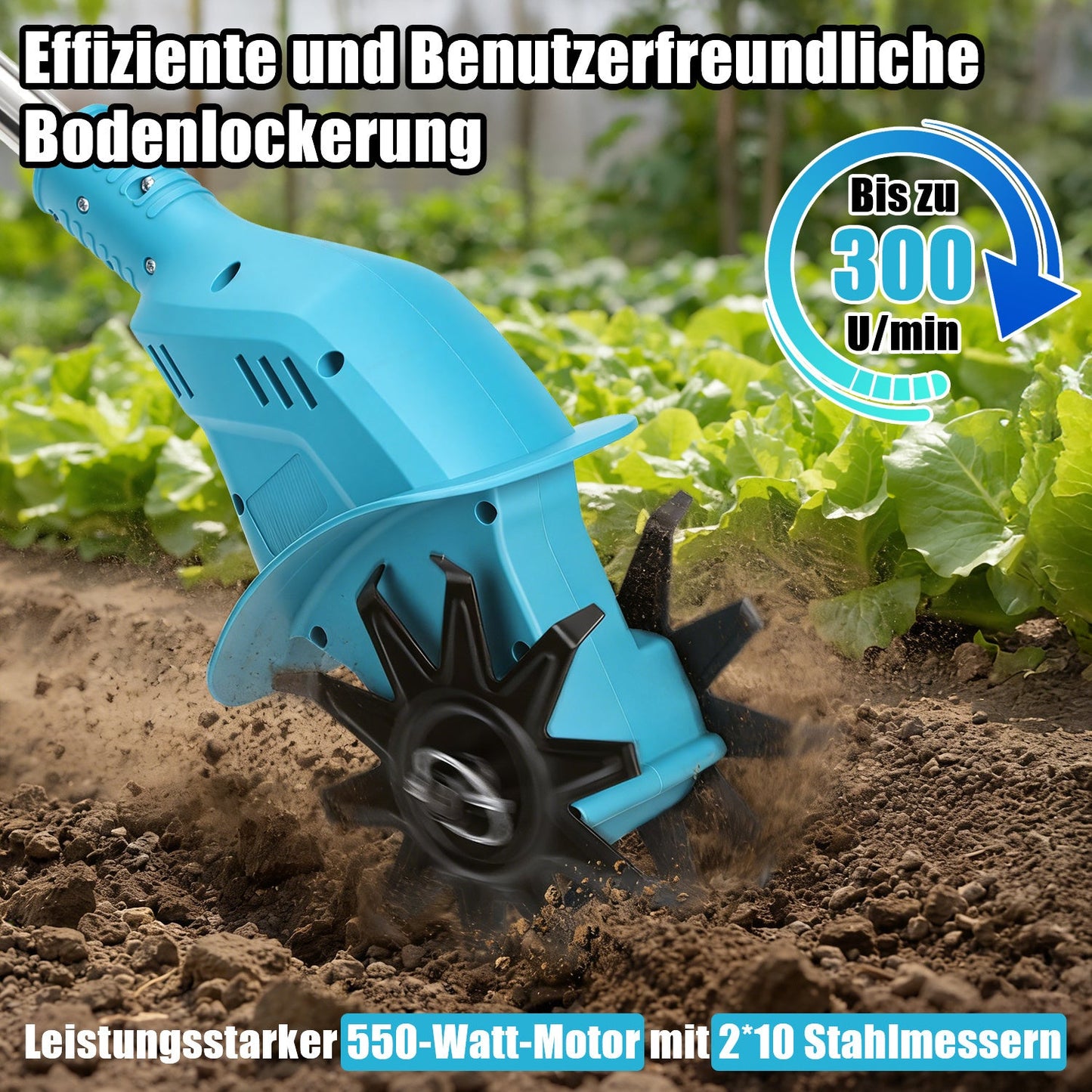 550W Akku Gartenfräse mit 2 Akkus Tragbar | Karnz