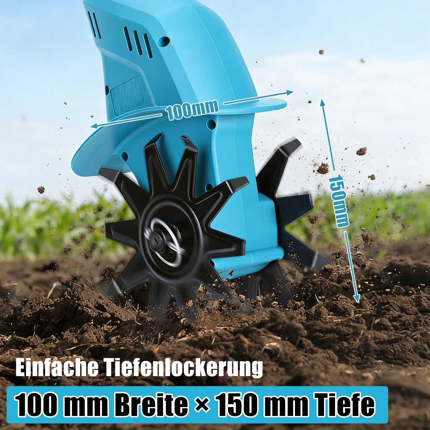 550W Akku Gartenfräse mit 2 Akkus Tragbar | Karnz