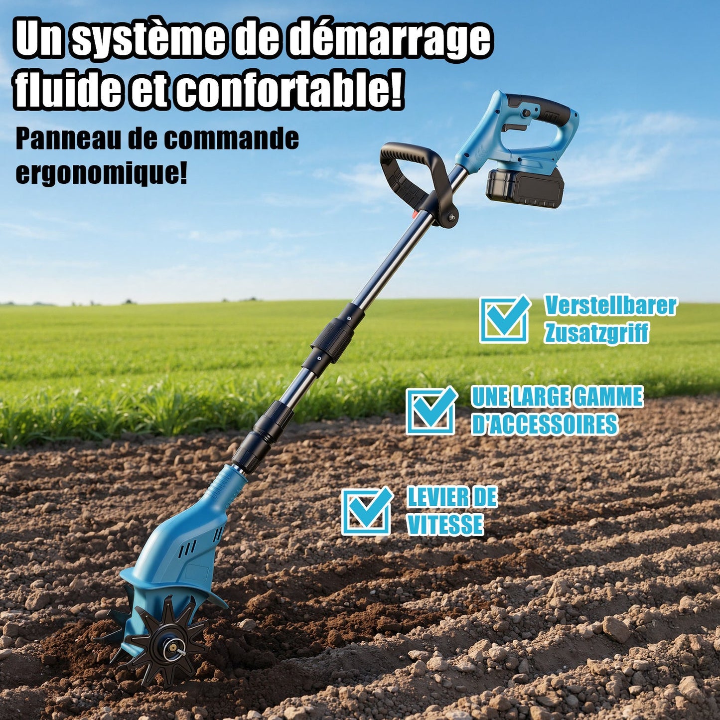 550W Akku Gartenfräse mit 2 Akkus Tragbar | Karnz