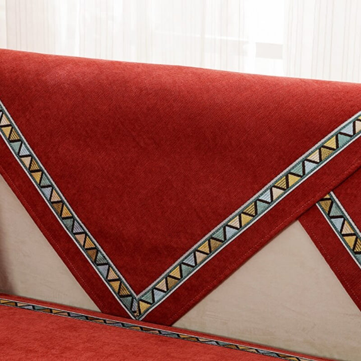Geometrisches Dekor Einfarbige Chenille Rutschfeste Sofaabdeckung | Karnz
