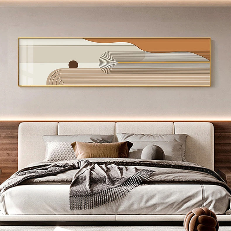 Geometrische Kurvenlinien Erdtöne Wandkunst Fine Art Leinwanddrucke Moderne Breitformatbilder Für Das Wohnzimmer Über Der Couch Kunst Für Über Dem Bett