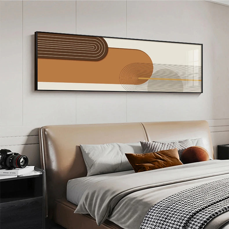 Geometrische Kurvenlinien Erdtöne Wandkunst Fine Art Leinwanddrucke Moderne Breitformatbilder Für Das Wohnzimmer Über Der Couch Kunst Für Über Dem Bett