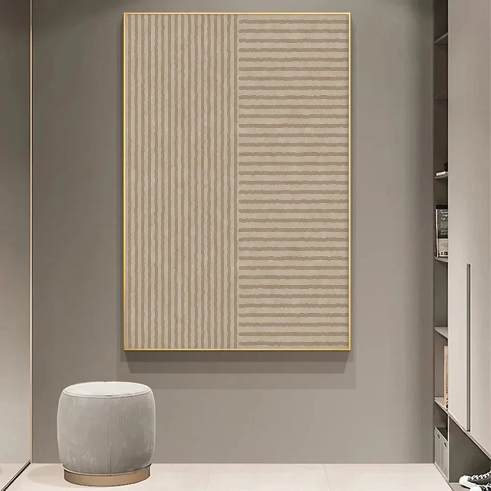 Geometrische Linienkunst Minimalistische abstrakte Wandkunst Fine Art Leinwanddrucke Neutrale Farbtoffbilder für Wohnzimmer Esszimmer Home Office Kunstdekoration