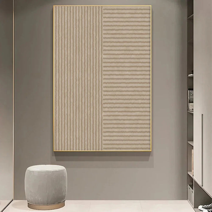 Geometrische Linienkunst Minimalistische abstrakte Wandkunst Fine Art Leinwanddrucke Neutrale Farbtoffbilder für Wohnzimmer Esszimmer Home Office Kunstdekoration