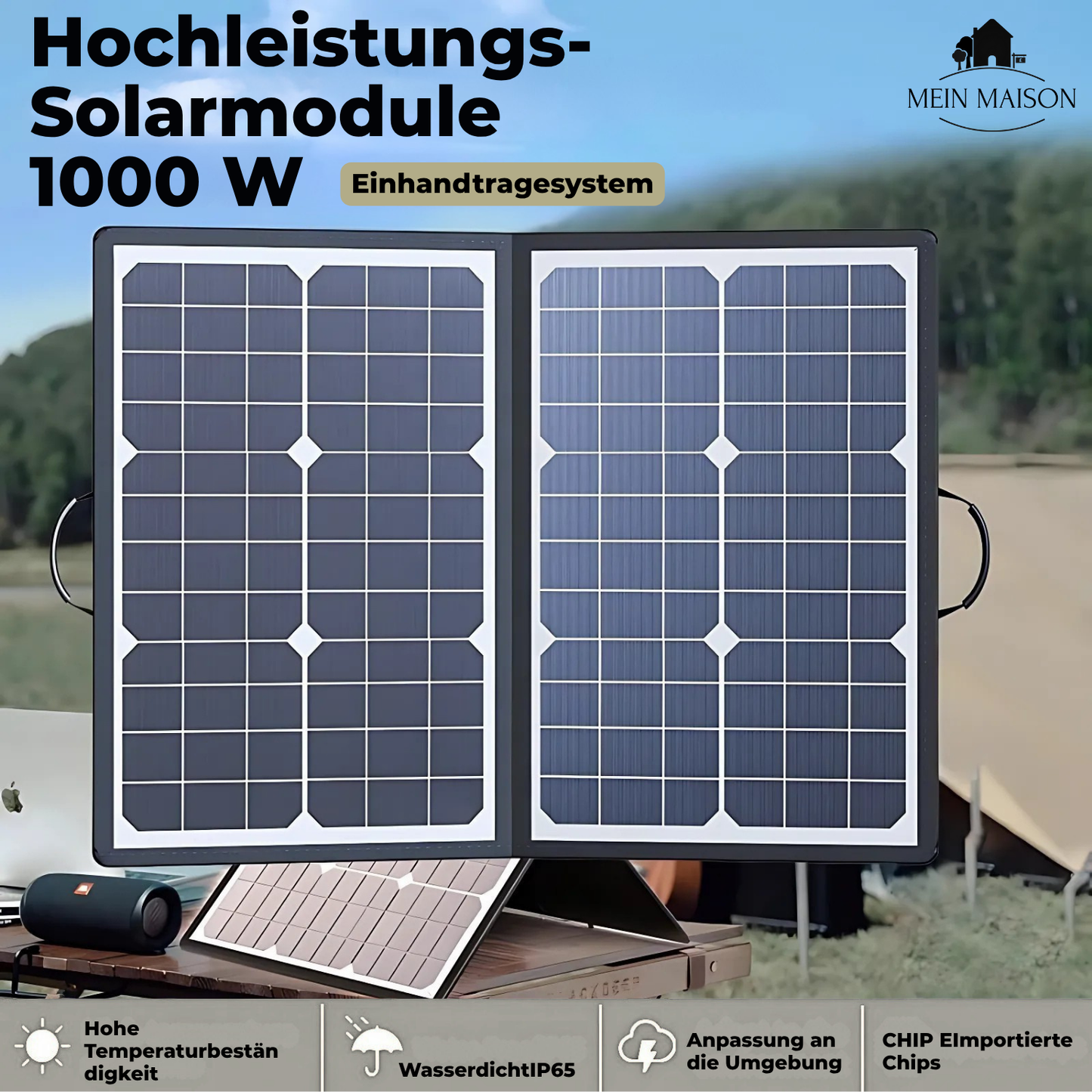 PowerFlex 1000W Faltbares Solarpanel – Tragbare Solarenergie für Camping und Outdoor | Karnz