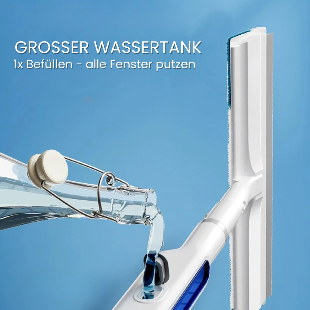 3-in-1 Rotierbarer Fensterreiniger mit Teleskopgriff und Sprühfunktion | Karnz