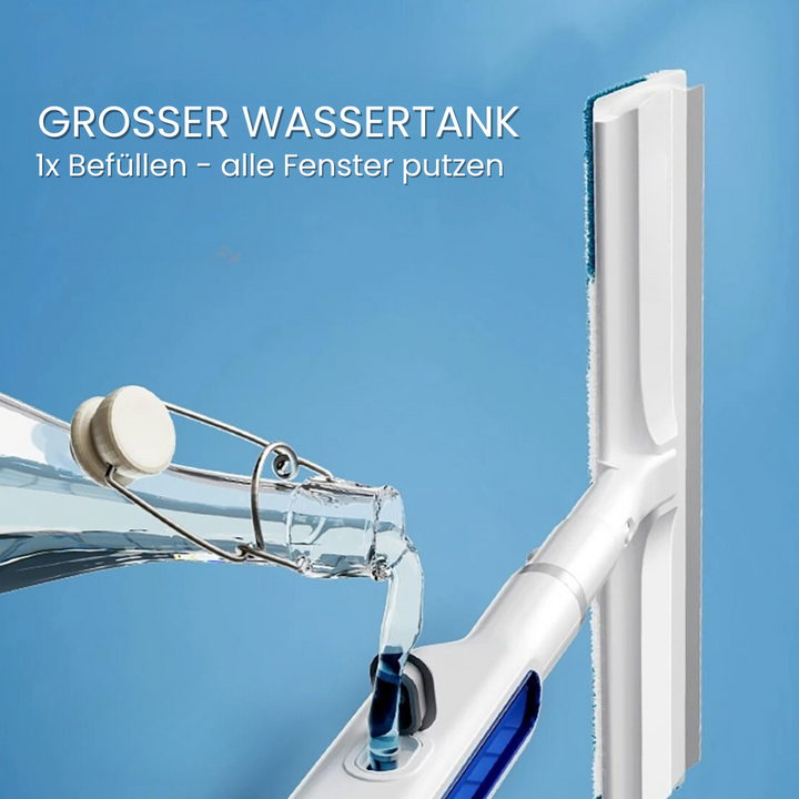 3-in-1 Rotierbarer Fensterreiniger mit Teleskopgriff und Sprühfunktion | Karnz