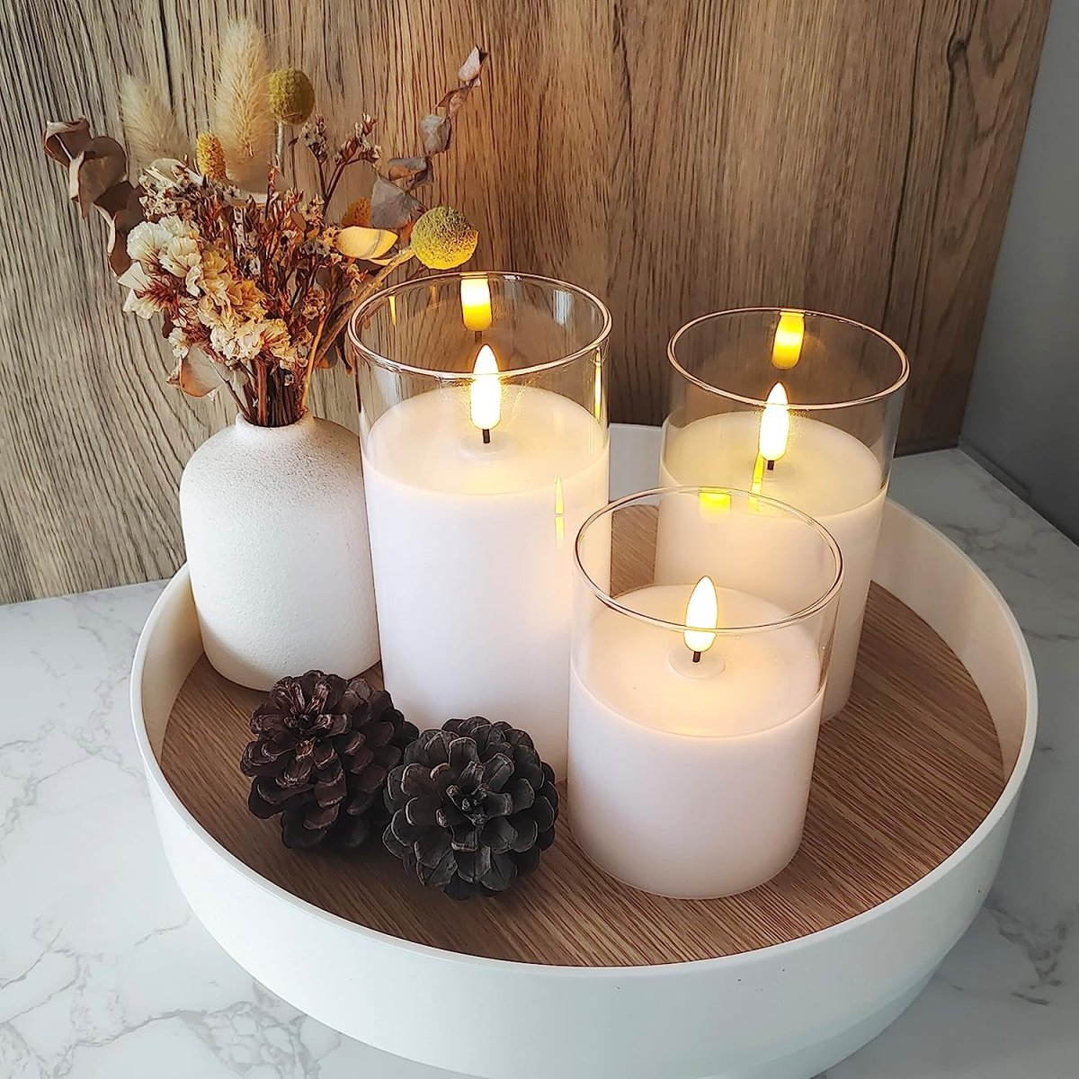 LED-Kerze mit Fernbedienung & Timer im Glasdesign | Karnz