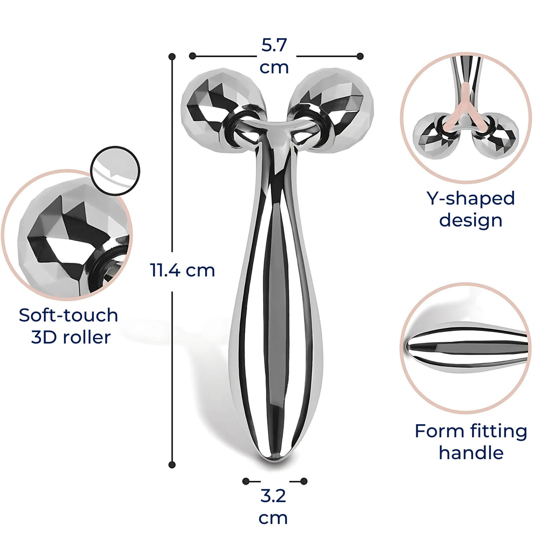 GlowRoller | Gesichts-Massageroller – Abschwellend & Liftend – Metallrollen – Tägliches Gesichts-Spa Karnz