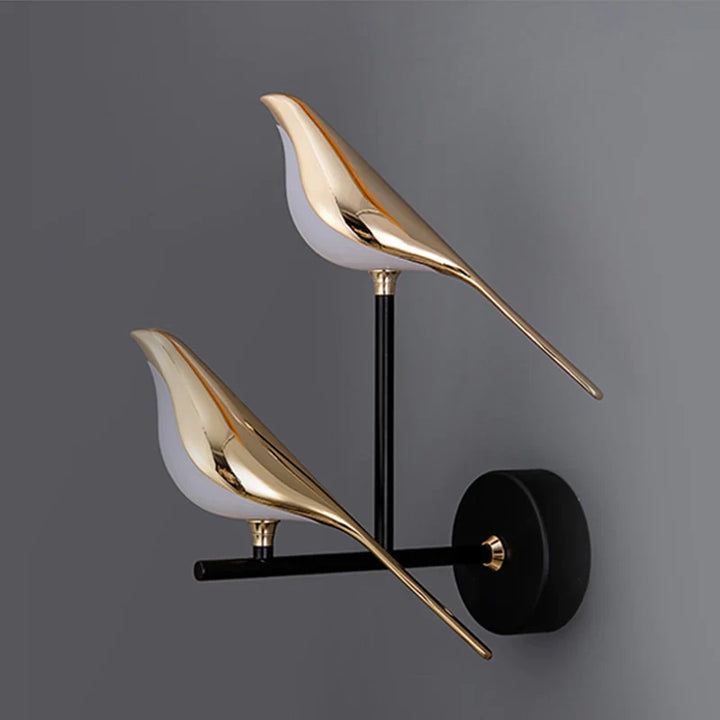 Goldene Vögel Wandlampe