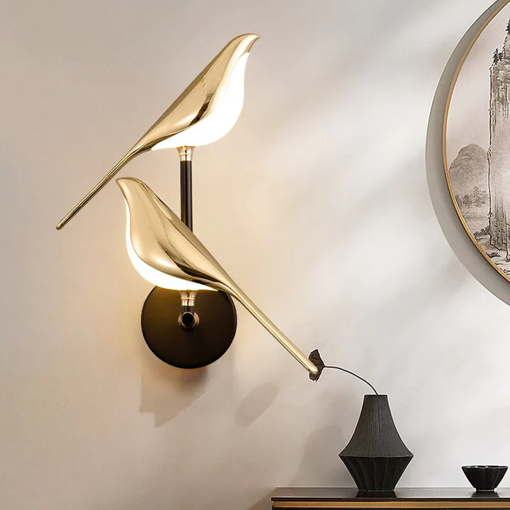 Goldene Vögel Wandlampe