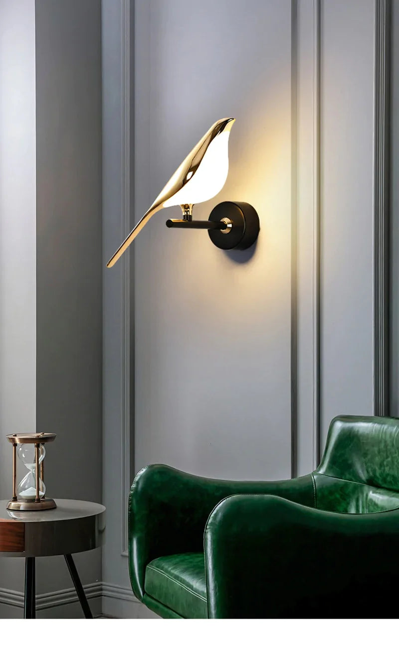 Goldene Vögel Wandlampe