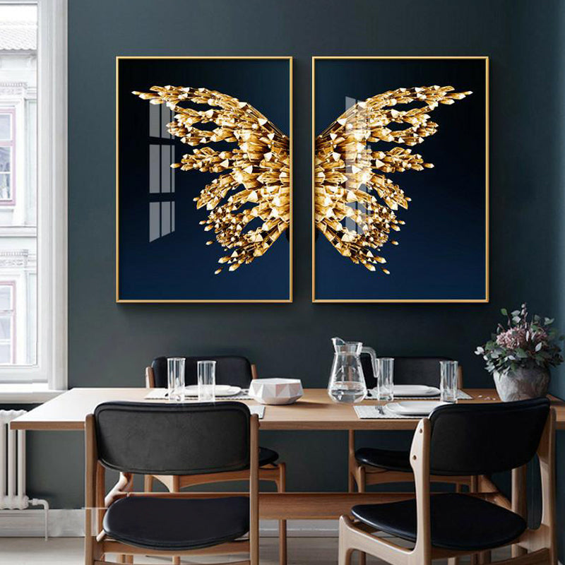 Goldene Schmetterlingsflügel Boutique Abstrakte Wandkunst Fein Kunst Leinwanddrucke Moderne Bilder Für Luxuriöses Wohnzimmer Schlafzimmer Stilvolle Glamour Wohnkultur