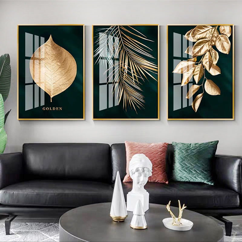 Goldenes Blatt Wandkunst Minimalistische Nordische Tropische Pflanzen Fein Kunst Leinwanddrucke Bilder Für Wohnzimmer Esszimmer Kunst Dekor