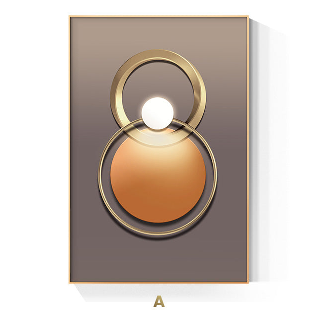 Goldener Ring Moderne Ästhetik Abstrakte Wandkunst Feinart Leinwanddrucke Geometrische Bilder Für Luxuriöses Wohnzimmer Esszimmer, Home Office Dekor | Karnz